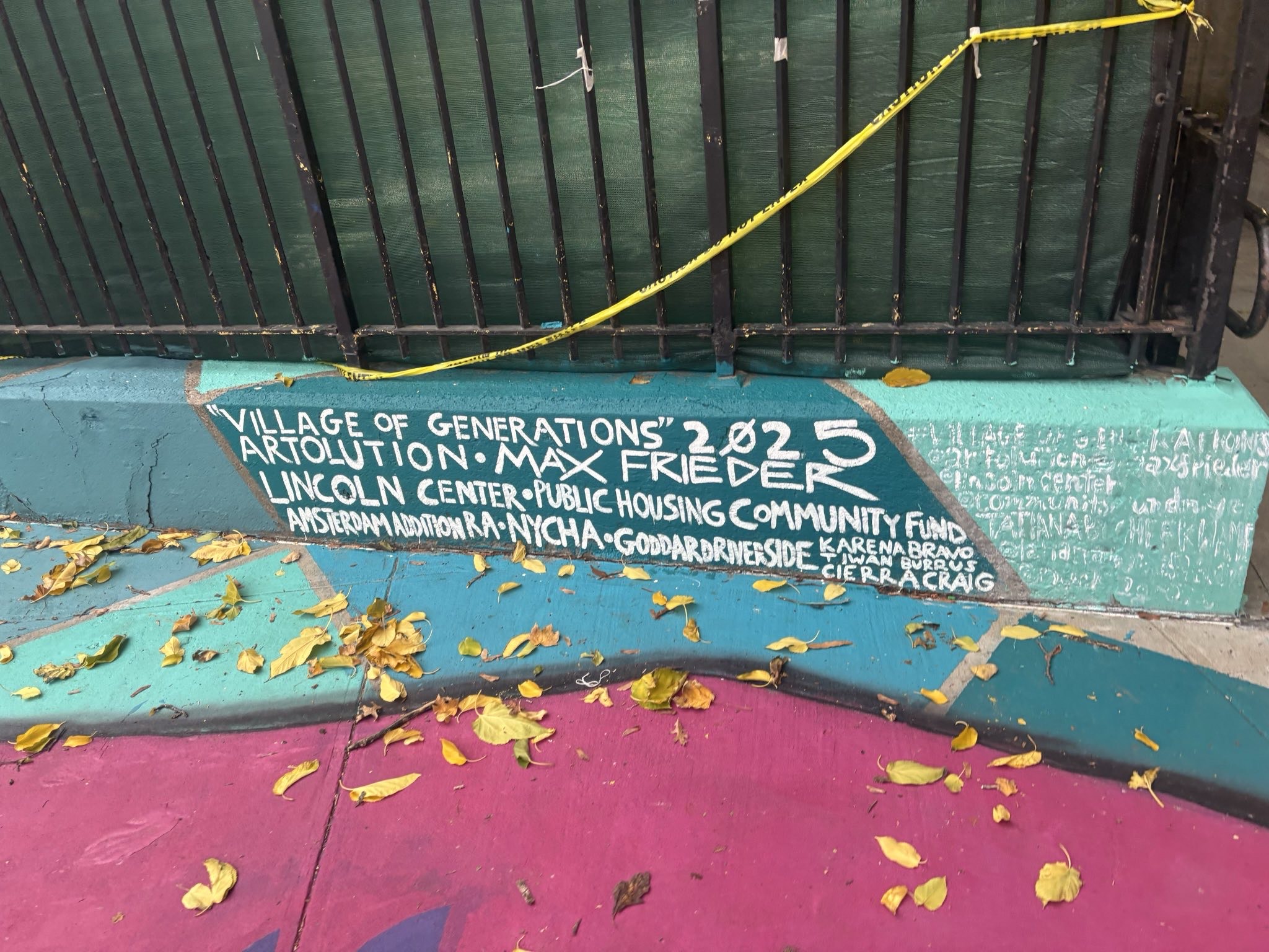 Village of Generations mural details showing community partner names and artwork